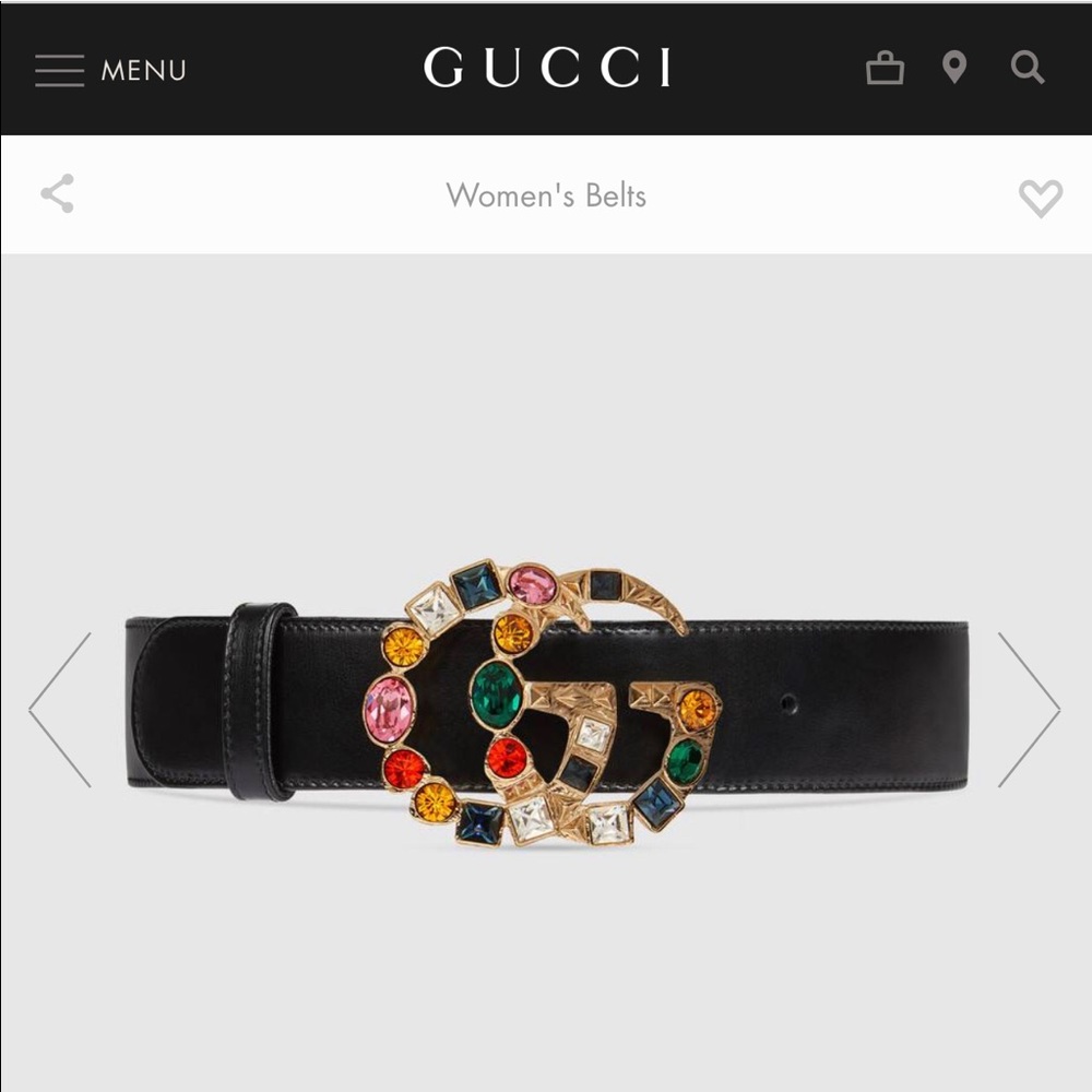 Women’s Gucci Belt Leather crystal Double G buckle